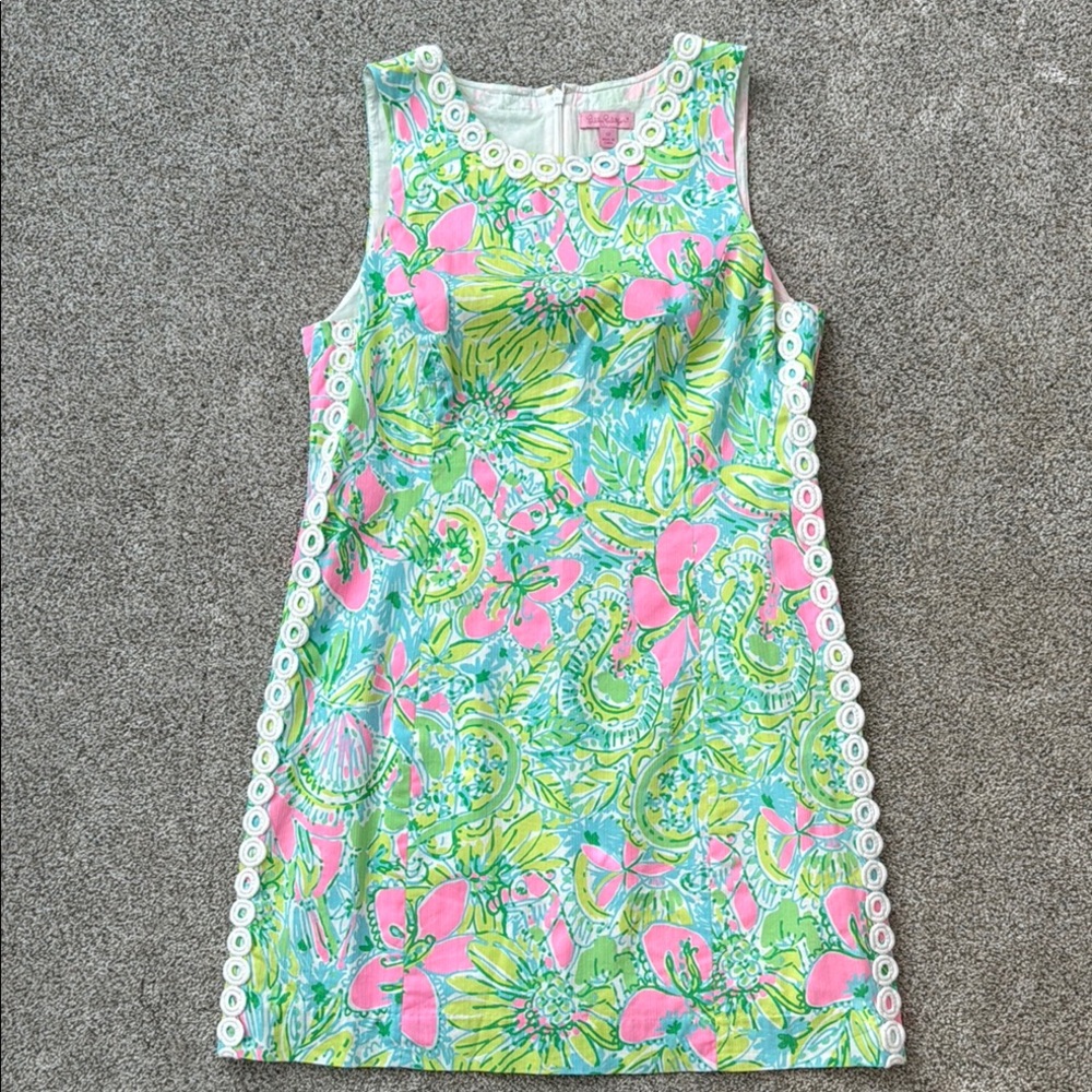 Lilly Pulitzer Tropical Print Dress in Pink and Green size 12